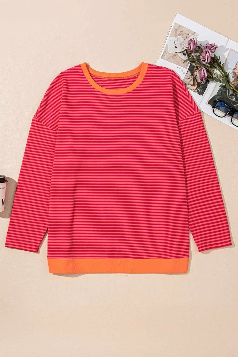 Chic orange striped plus size top - Love Salve